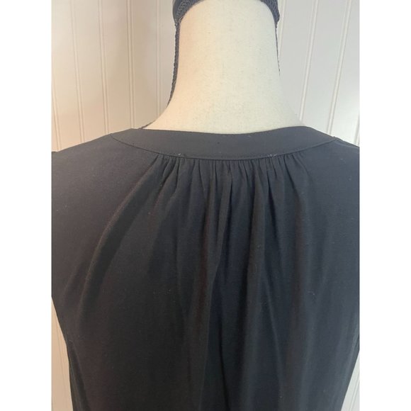 Ann Taylor Loft Black Sleeveless Split-Neck Blouse S - Picture 6 of 12